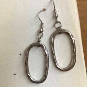 Silver oval earrings